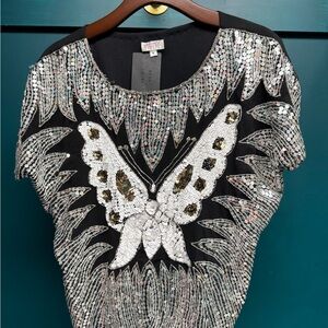 VINTAGE butterfly sequin top Funky People